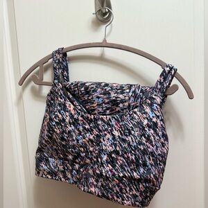 Women's Tennis Skirt and Sports Bra Black and Multicolored Set